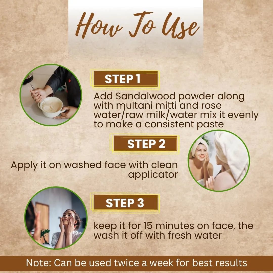 Sandalwood Powder for Glowing Skin & Detan – 300gm - Veda Harvest