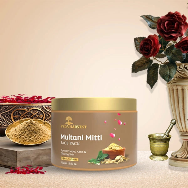 Multani Mitti Face Pack for Radiant Glow - 100gm - Veda Harvest