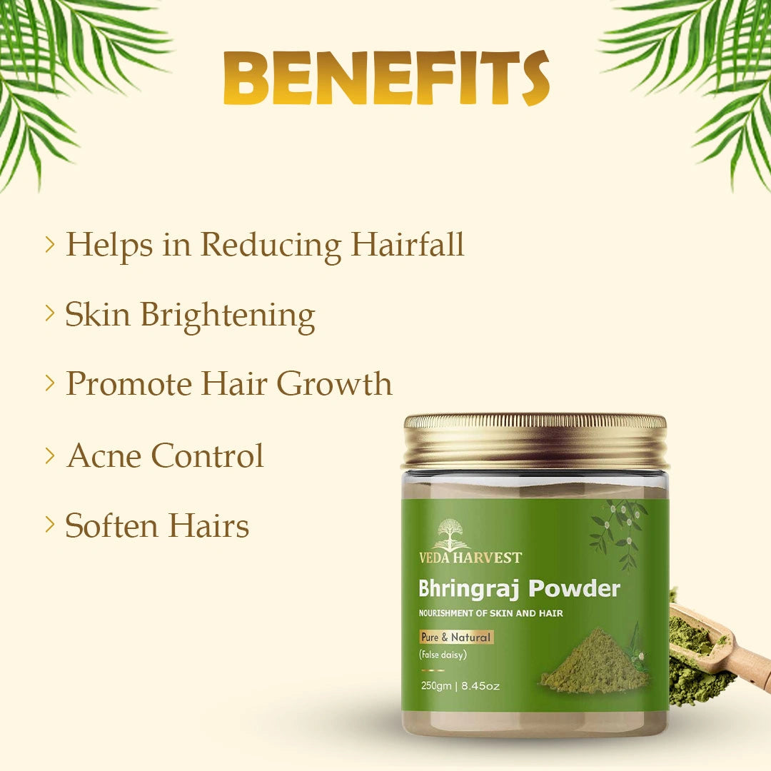 Organic Bhringraj Powder for Hair Growth – 250gm - Veda Harvest