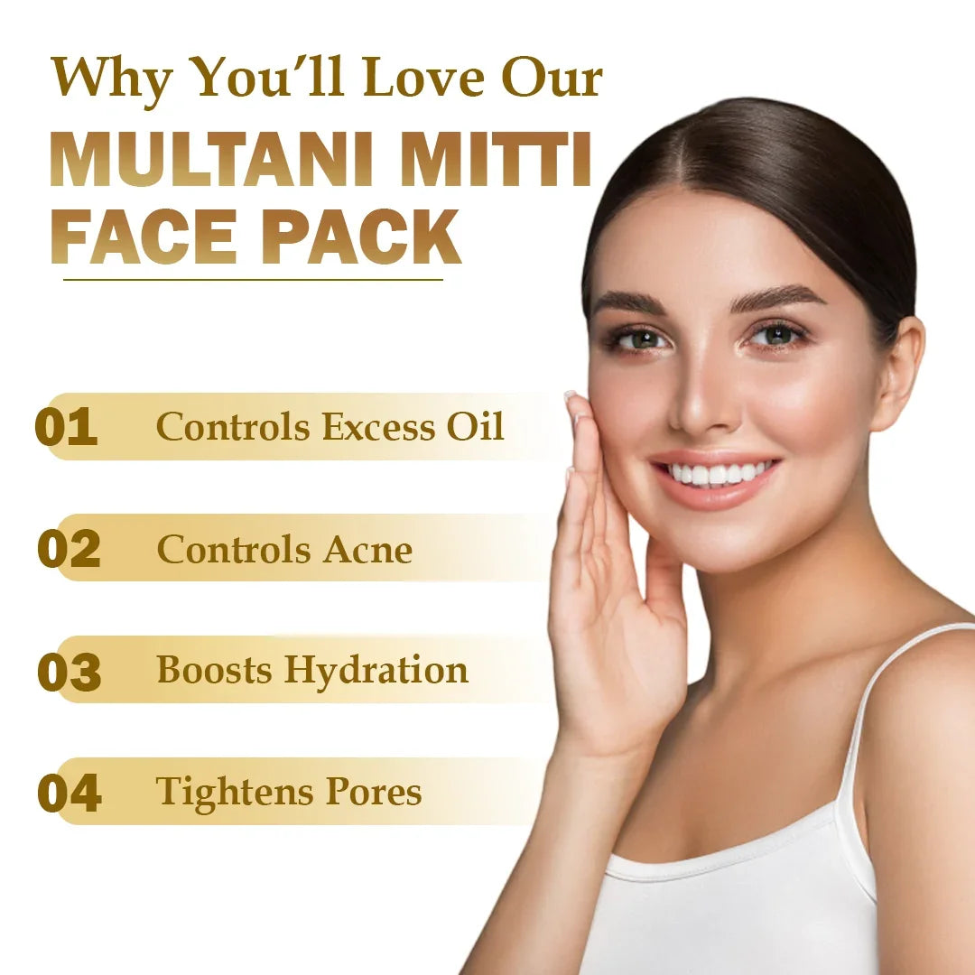 Multani Mitti Face Pack for Radiant Glow - 100gm - Veda Harvest