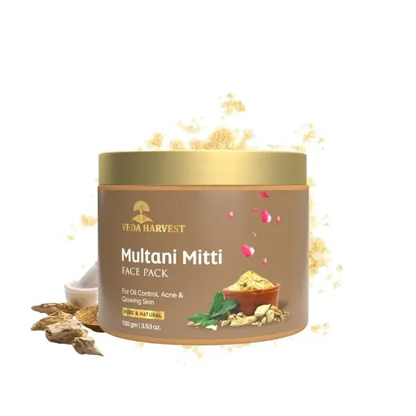 Multani Mitti Face Pack for Radiant Glow - 100gm - Veda Harvest
