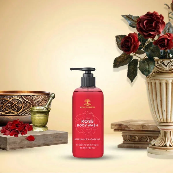 Rose Body Wash Shower Gel for Women and Men – 400ml - Veda Harvest