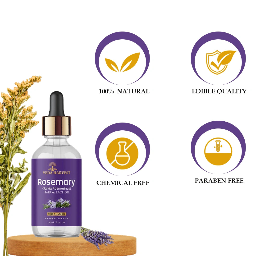 Rosemary Essential Oil for Hair & Skin Care – 30ml - Veda Harvest