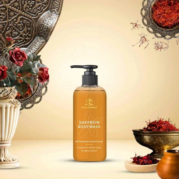 Saffron Body Wash Shower Gel for Women and Men – 400ml - Veda Harvest