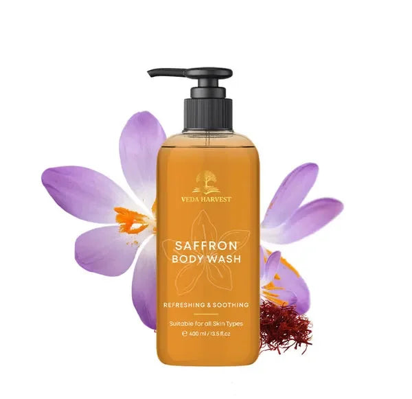Saffron Body Wash Shower Gel for Women and Men – 400ml - Veda Harvest