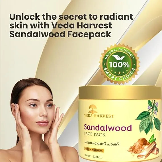 Sandalwood Face Pack for Glowing Skin – 100gm - Veda Harvest