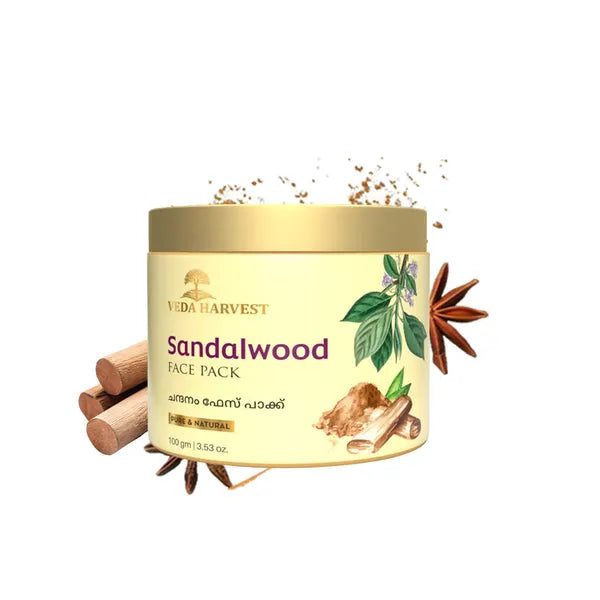 Sandalwood Face Pack for Glowing Skin – 100gm - Veda Harvest