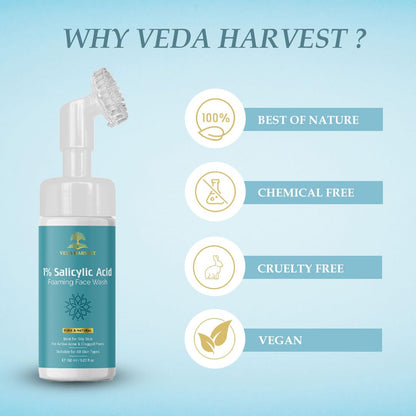 Veda Harvest 1% Salicylic Acid Face Wash For Acne And Open Pores 150 ml