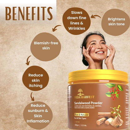 Veda Harvest Sandalwood Powder for Glowing skin and Detan