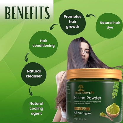 Veda Harvest Heena/Henna powder for hair colour for multiple hair benefits