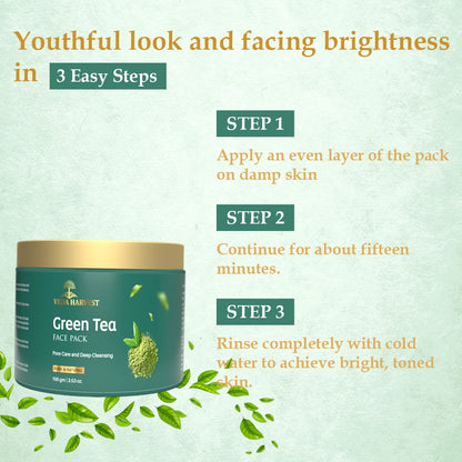 Veda Harvest Green Tea Face Pack For Dark Spots Removal Deep Cleansing