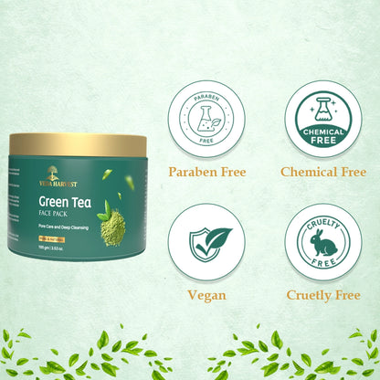 Veda Harvest Green Tea Face Pack For Dark Spots Removal Deep Cleansing