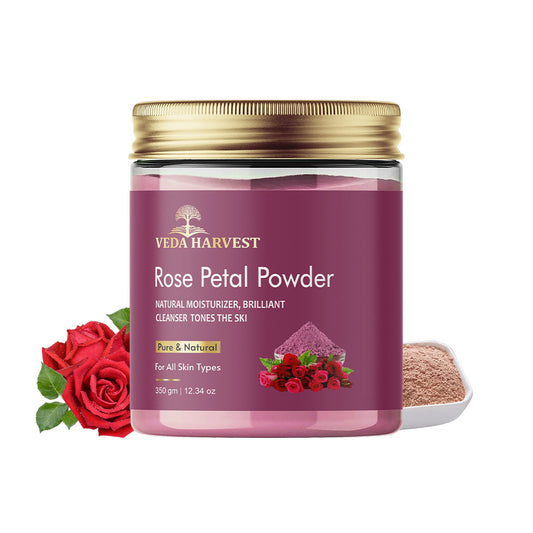 Veda Harvest Rose Petal Powder For | Skin glow | Tan removal | Hair mask - 350gm